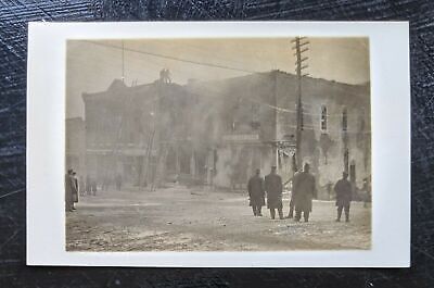 Ca. 1910 Real Photo Postcard RPPC Fire Cattaraugus NY Street Scene Drugstore