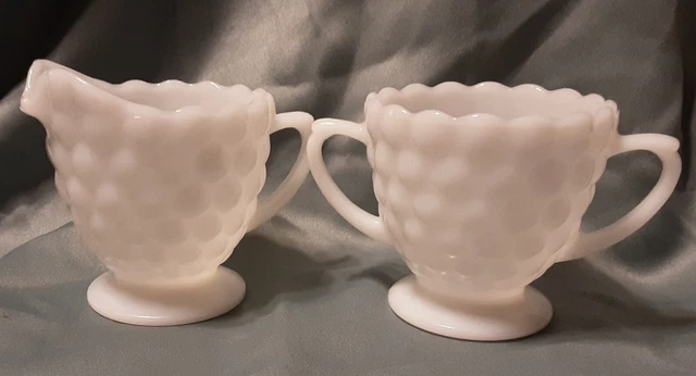 Vintage Hobnail Milk Glass Sugar & Creamer , maybe Fenton