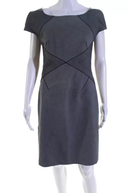 Zac Posen Womens Short Sleeve Sheath Dress Black Cotton Size 8 LL19LL