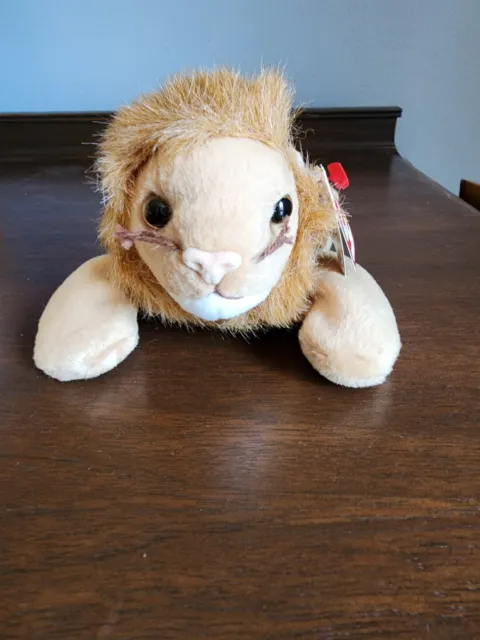 Rare Retired 1996 Ty Beanie Baby Roary The Lion With Pvc Pellets/Tag Errors.