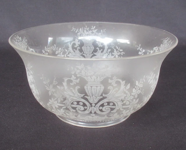 Fancy Floral Pattern Oil/Gas Lamp Glass Shade w/ 4" Fitter SH727