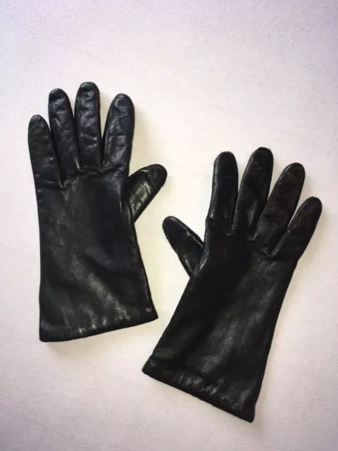 Lederhandschuhe Vintage Handschuhe schwarz sehr weiches Leder gefüttert Gr. 8