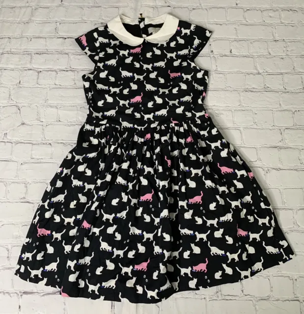 Kate Spade New York Kimberly Dress in Black Cat Print Size 10 Kids