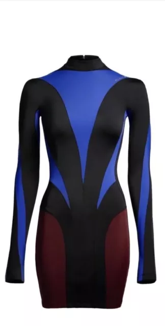 H&M Mugler mini-robe à empiècements en spirale noir/bleu taille EU38 Medium...