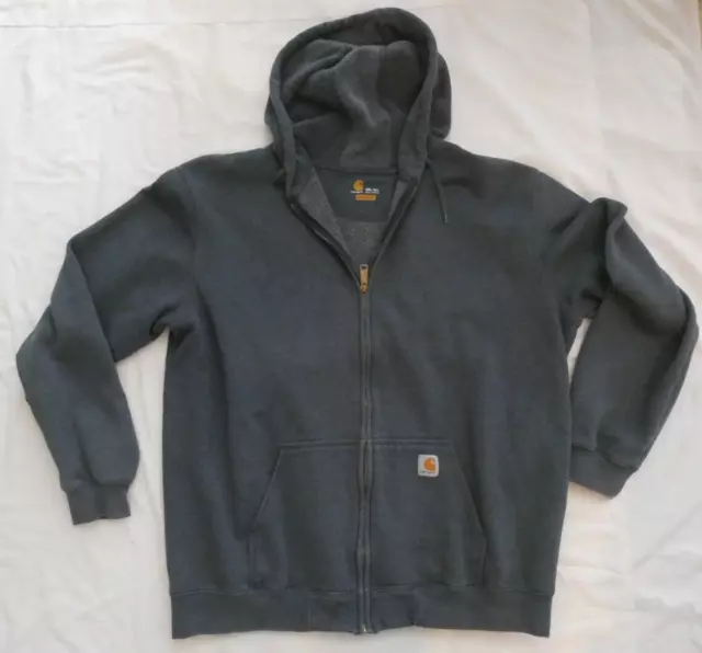 Carhartt Hoodie Mens 2XL Tall Grey Full Zip Sweatshirt Jacket Sherpa Lined Work