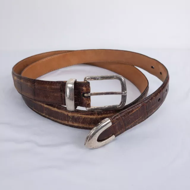 Martin Dingman Belt Men's Size 44 Alligator Grain Italian Calfskin Leather USA