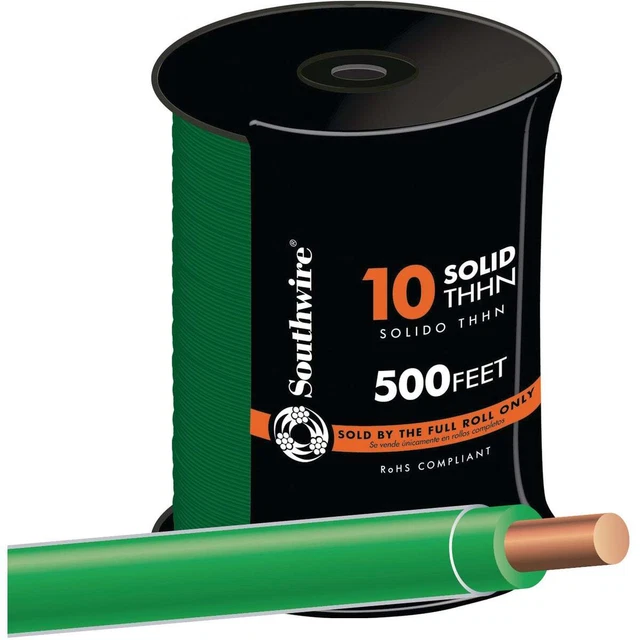 Southwire 500 Ft. 10 AWG Solid Green THHN Electrical Wire 11599857 Pack of 2