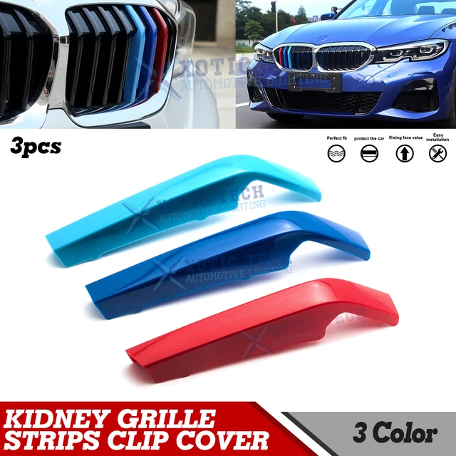 Set 3 Color Kidney Grille Strips Clip Cover For BMW 3 Series G20 2019 2020 2021
