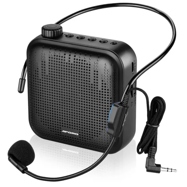 Portable Mini 12W Voice Amplifier Microphone Loundspeaker Waistband Black