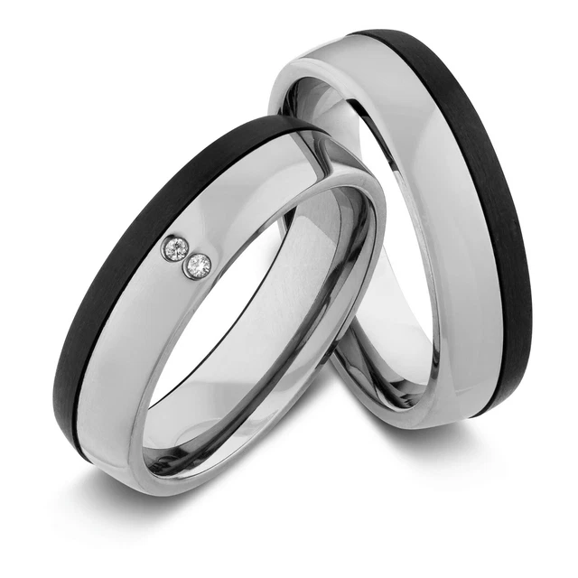 Paire Alliances Bague de Couple Fiançailles avec Diamant Gravure + Certificat