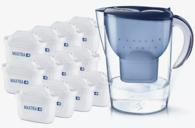 Pack Carafe Filtrante BRITA + 12 cartouches Filtres Maxtra+ Marella bleu