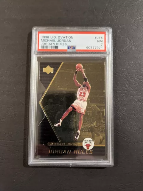 MICHAEL JORDAN 1998-99 UD Ovation Jordan Rules GOLD Die-cut parallel PSA 7 *RARE