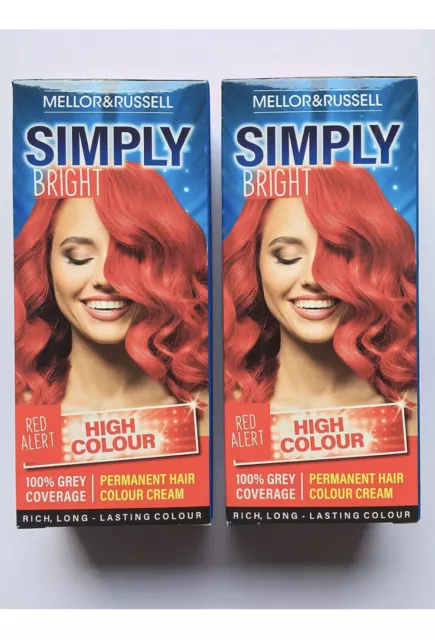 2 x Simply Bright Red Alert High Colour Permanent Hair Dye