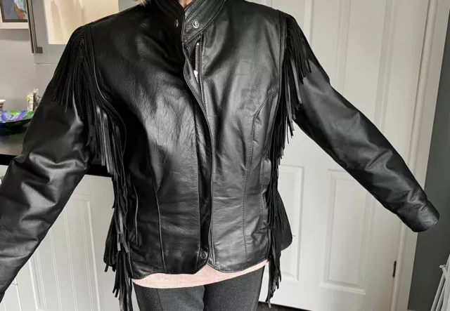 Ladies Harley Davidson Black Leather Jacket (large)