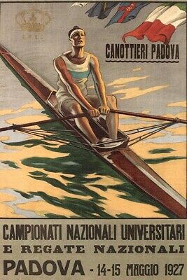 Poster Locandina Manifesto Pubblicità Vintage Canottieri Padova Arredo Ristorant