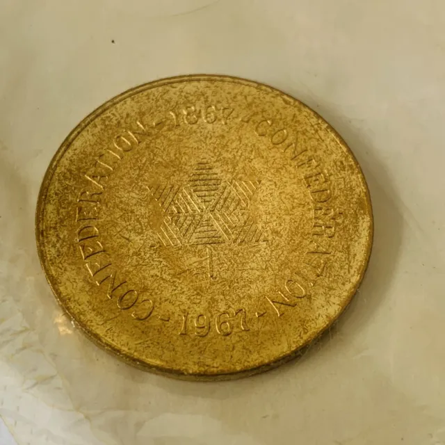 1967 Canada Centennial Commemorative Medallion Coin Token - Sealed Cellophane