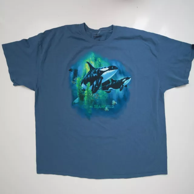 Vtg SeaWorld Shamu T-shirt Tee Adult Size XXXL Blue Sea World Orca Killer Whale