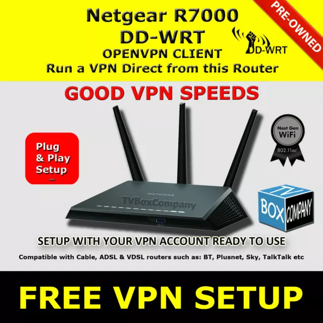 NETGEAR R7000 DDWRT VPN ROUTER WIRELESS OPENVPN DD-WRT 1-2 Anno NORDVPN DISPONIBILE