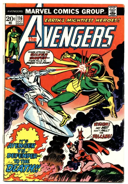 AVENGERS #116 G, Avengers Defenders war. Silver Surfer app. Marvel Comics 1973