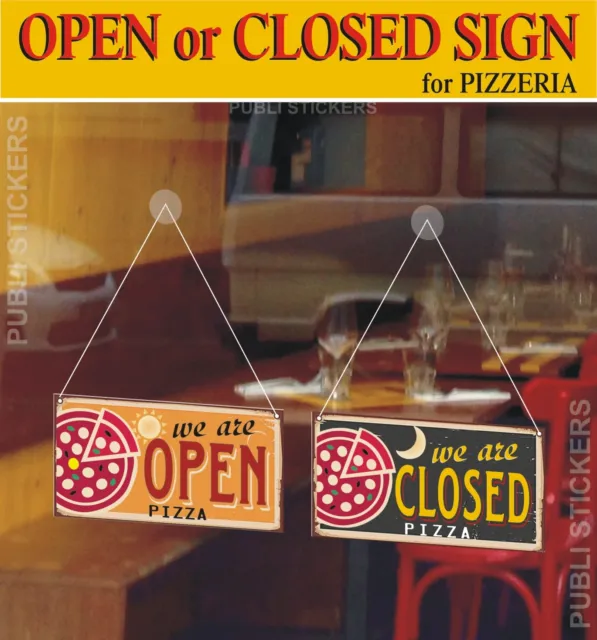 Pizza Shop Sign "Open-Closed" Pizzeria" Targhetta "Aperto-Chiuso" Insegna Risto