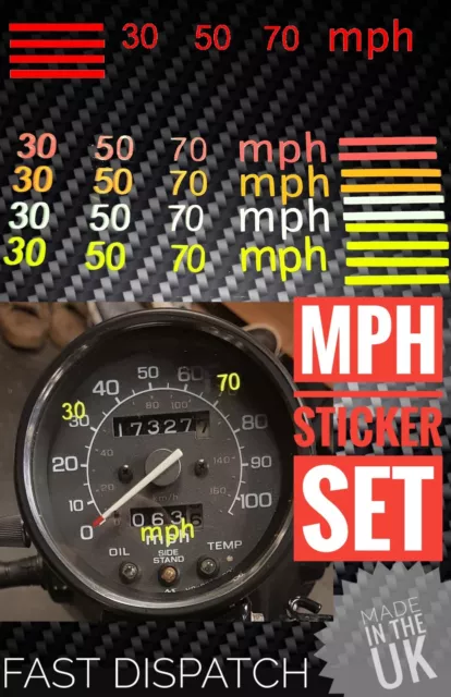 MPH stickers for KPH speedo/speedometer bike car lorry motorhome speed markers E