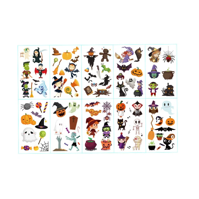 10 Pcs Child Pumpkin Temporary Tattoos Body Decorations Sticker Halloween Party