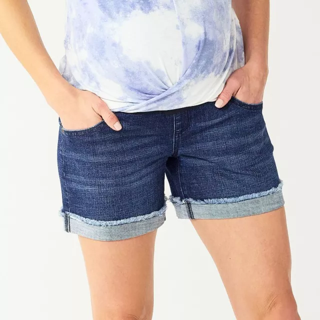Maternity Sonoma Over-The-Belly Panel Jean Shorts 6 MATERNITY Blue NWT $40