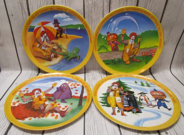 Ronald McDonald’s Vintage 1977 Four Seasons Plastic Melamine 10'' Plates USA