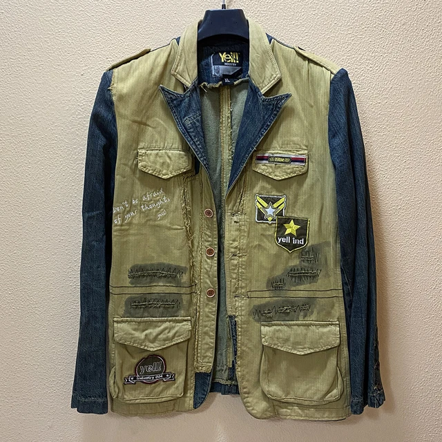 YELL INDUSTRY GIACCA Jacket XL Usa Army Denim Jeans Military