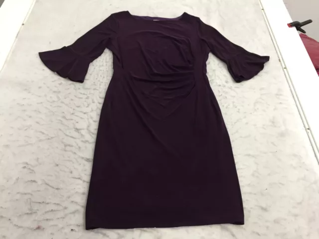 Anne Klein Shirt Dress 14 Burgundy Short bell sleeves