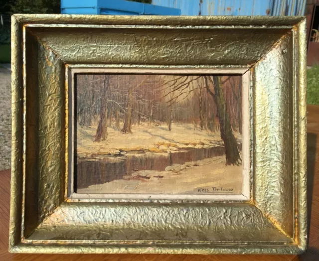 Tableau de KEES TERLOUW (1890-1948) Près de la rivière sous les bois enneigés 
