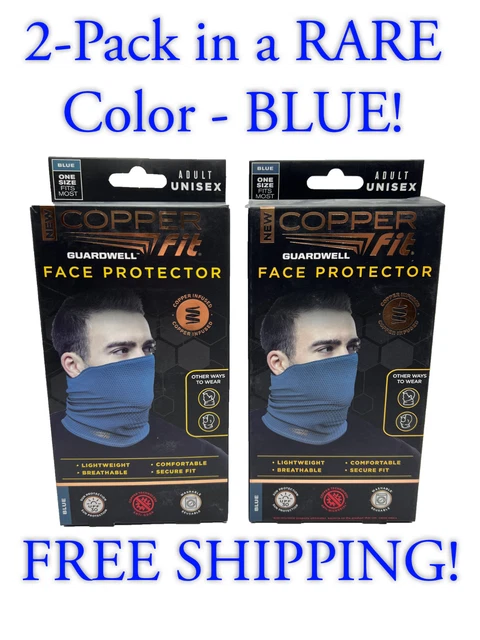 NEW 2 PACK Copper Fit Guardwell Face Protector Mask Gaiter Adult - Blue