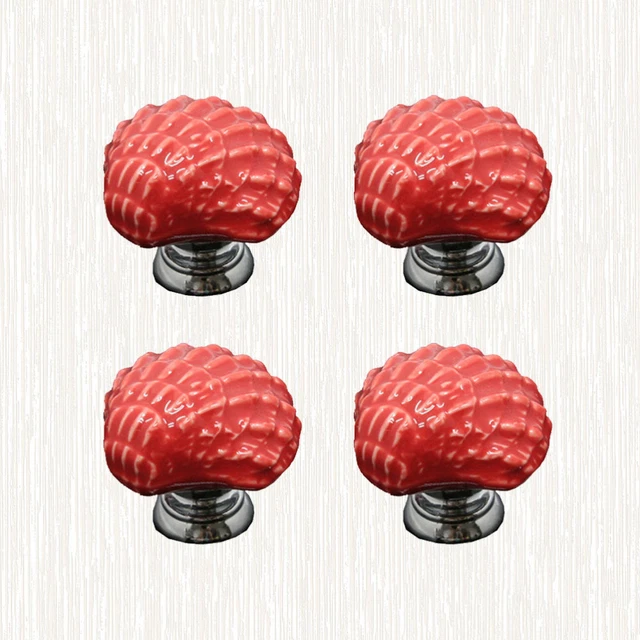 4 Pcs Shell Kitchen Handles Ceramic Drawer Handles Vintage Home Decor Alloy