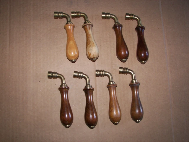 poignées de porte en bois et laiton,poignée ancienne,bouton de porte , vintage
