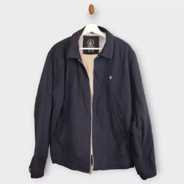 Volcom Jacket Mens XL Black Faux Sherpa LIned Full Zip Pockets Outdoor Coat
