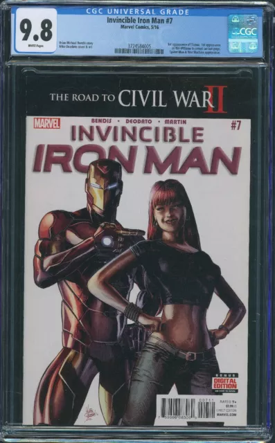 Invincible Iron Man # 7 05/2016 CGC 9.8 1st Cameo Riri Williams Ironheart NM/M