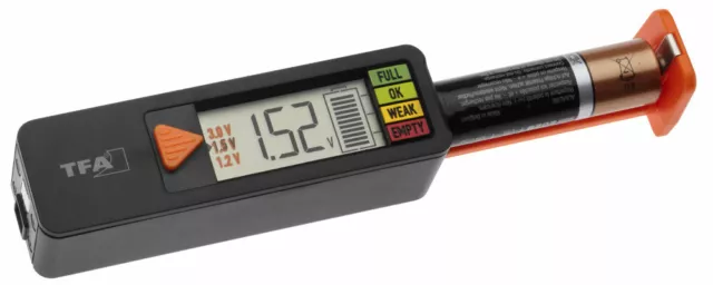 Profi Batterietester TFA 98.1126.01 BatteryCheck für Batterien Akkus Knopfzellen