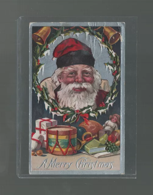 Postcard Santa Claus Portrait Stockton to Fresno California 1910