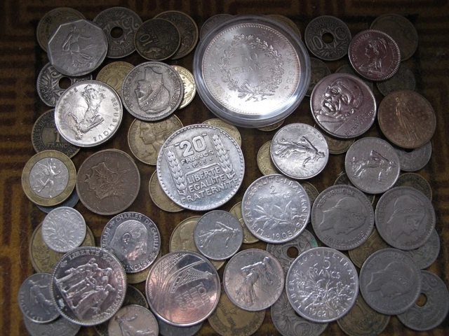 Superbe Argent & Bronze Dans Ce Magnifique Lot De71 Pièces Françaises Anciennes