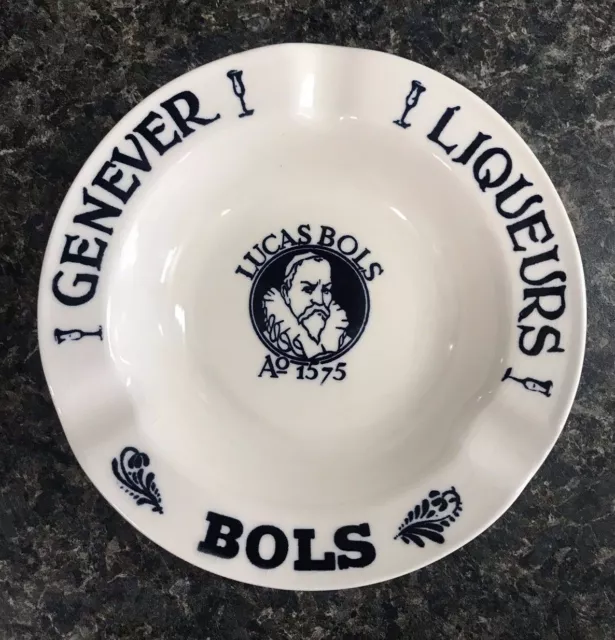 Lucas Bols 1575 Hand-Painted Delft Blue Genever Liqueurs Ashtray