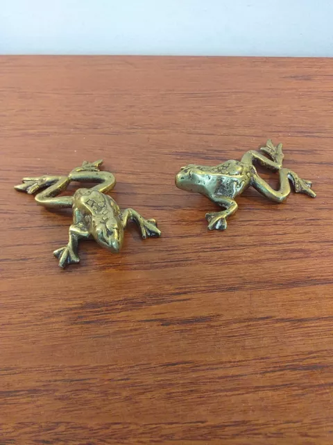 2X Vintage Brass Frog Figurines