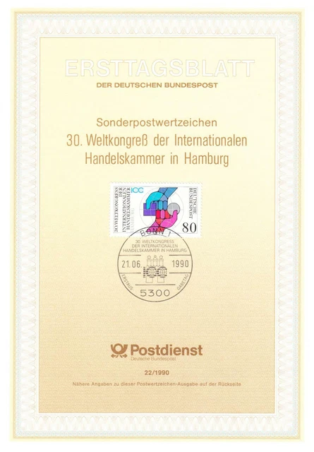 Bund ETB Nr. 22/1990 - 30. Weltkongreß d. Int. Handelsk. in Hbg.