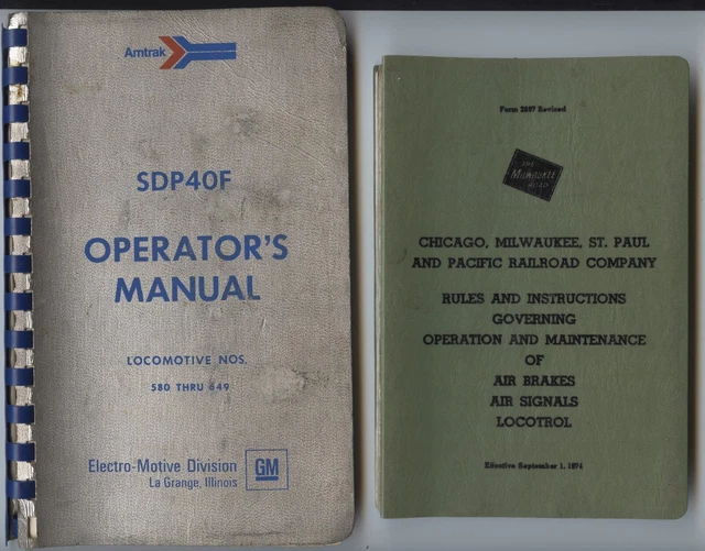 Amtrak Milwaukee Road Diesel Locomotive Railroad Manual Lot