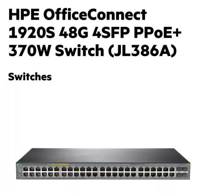 HPE OfficeConnect JL382A 1920S 48G 4SFP Switch JL382-61002