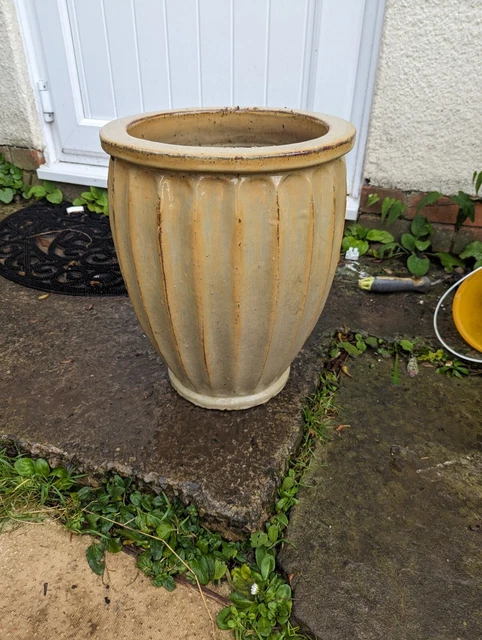 Huge Outdoor Plant Pot Glazed Beige Neutral
