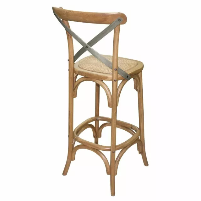 Bolero Wooden Bar Stool with Backrest Oak Frame in Natural Finish 1100x450x470mm 2