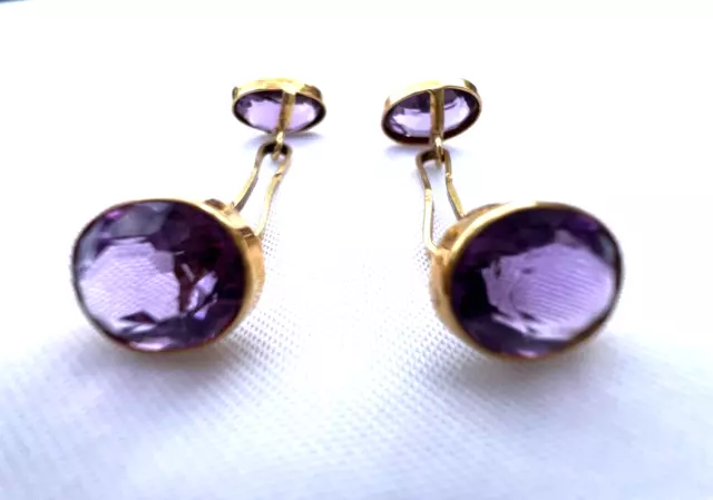 Magnificent 1900'S 24K Gold Amethyst Pair Of Cufflinks 'Must See'