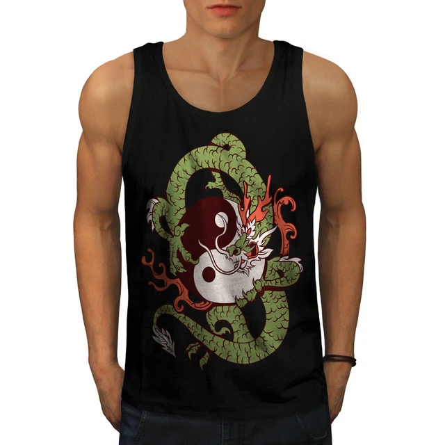 Wellcoda Dragon Yin Yang Art Mens Tank Top, China Active Sports Shirt