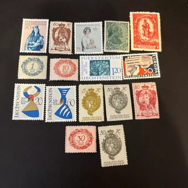 16 Liechtenstein Used Europe Stamps- Lot A-73237