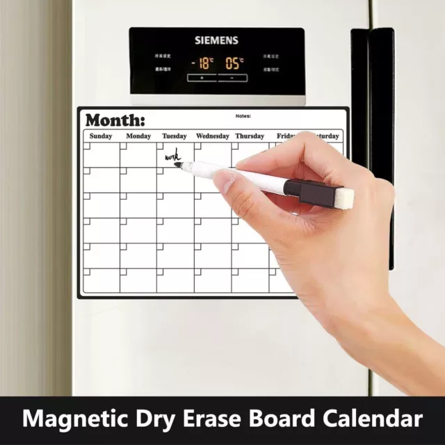 Magnetic Fridge Whiteboard Dry Erase Calendar Planner Board Monthly Weekly Daily